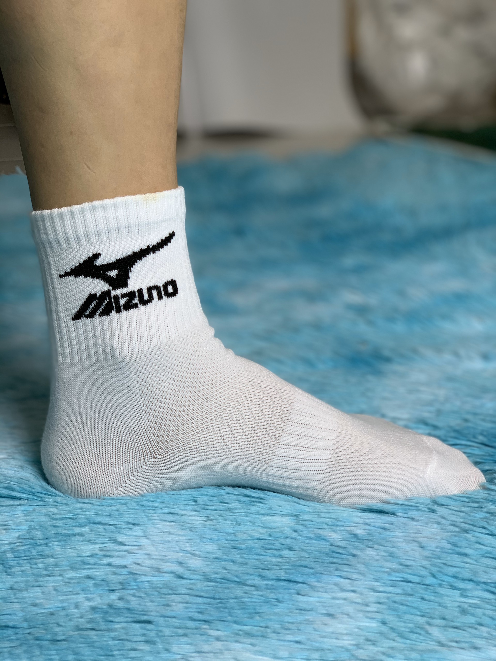 Freeship Tất Cả Tất dệt kim Mizuno Trắng cổ Lửng