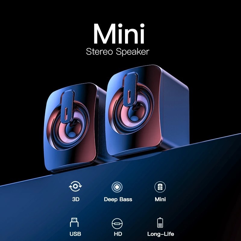 Loa máy vi tính có led A2, loa máy tính mini siêu tiện lợi, âm thanh trầm ấm