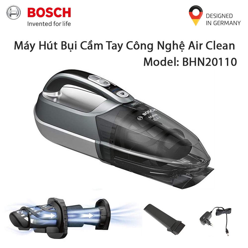 Máy hút bụi cầm tay bhn20110 thương hiệu đức công nghệ air clean 20.4v - hàng chính hãng, bảo hành 12 tháng