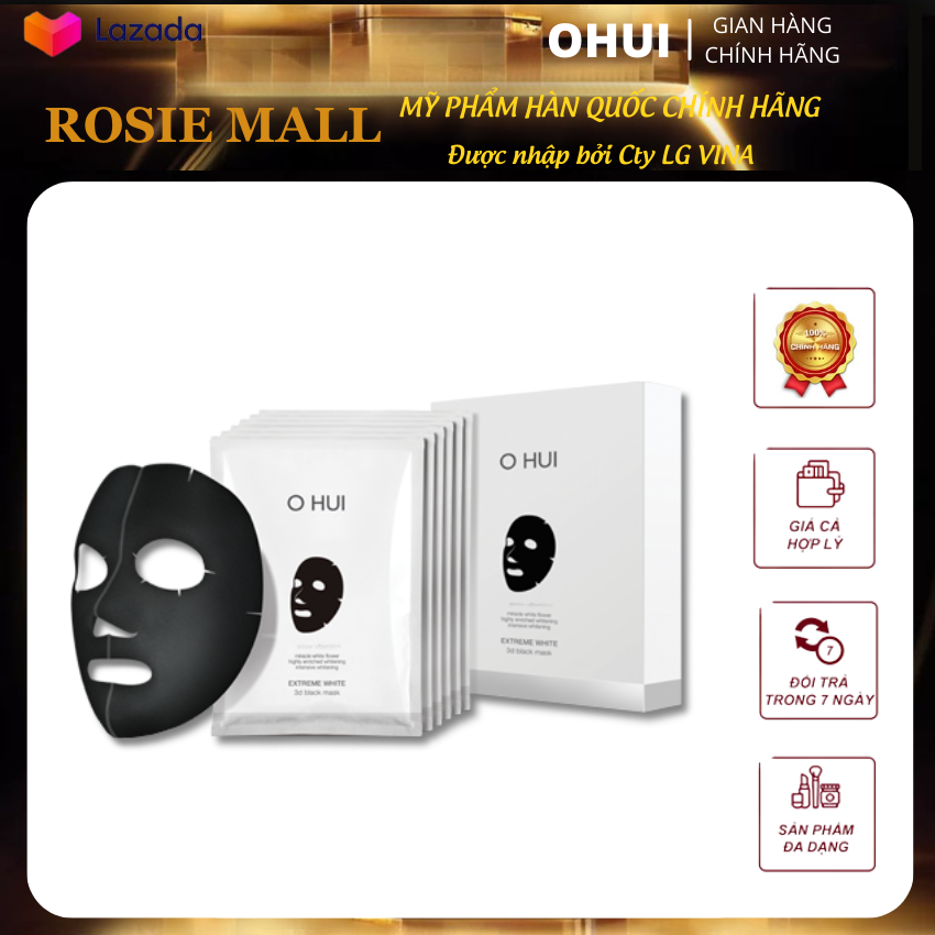 Mặt nạ dưỡng trắng OHUI Extreme White 3D Black Mask-Mỹ phẩm Ohui chính hãng Hàn Quốc-Dưỡng sáng và săn chắc da.