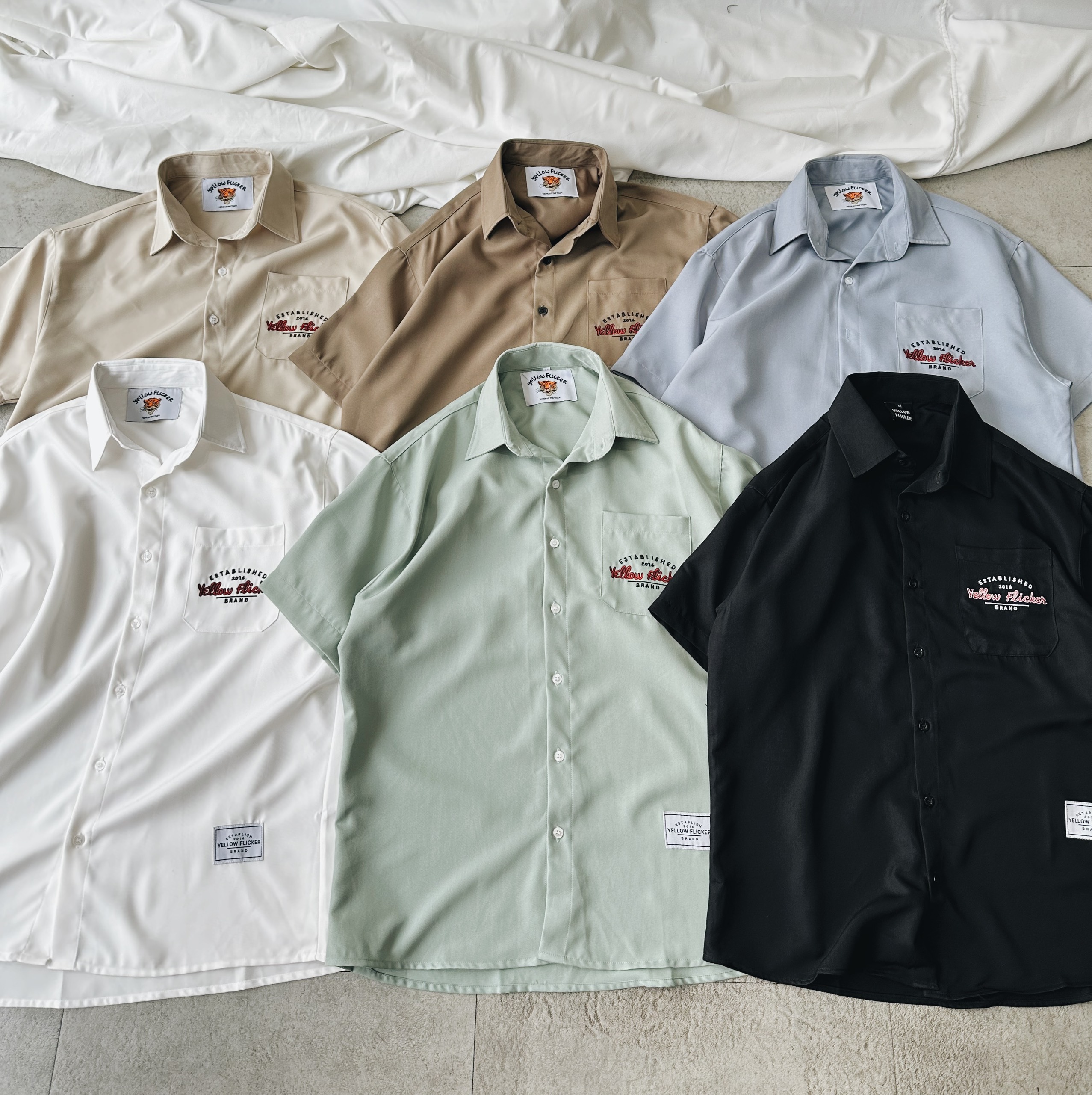 Bộ đồ somi tay ngắn thêu yellow flicker unisex