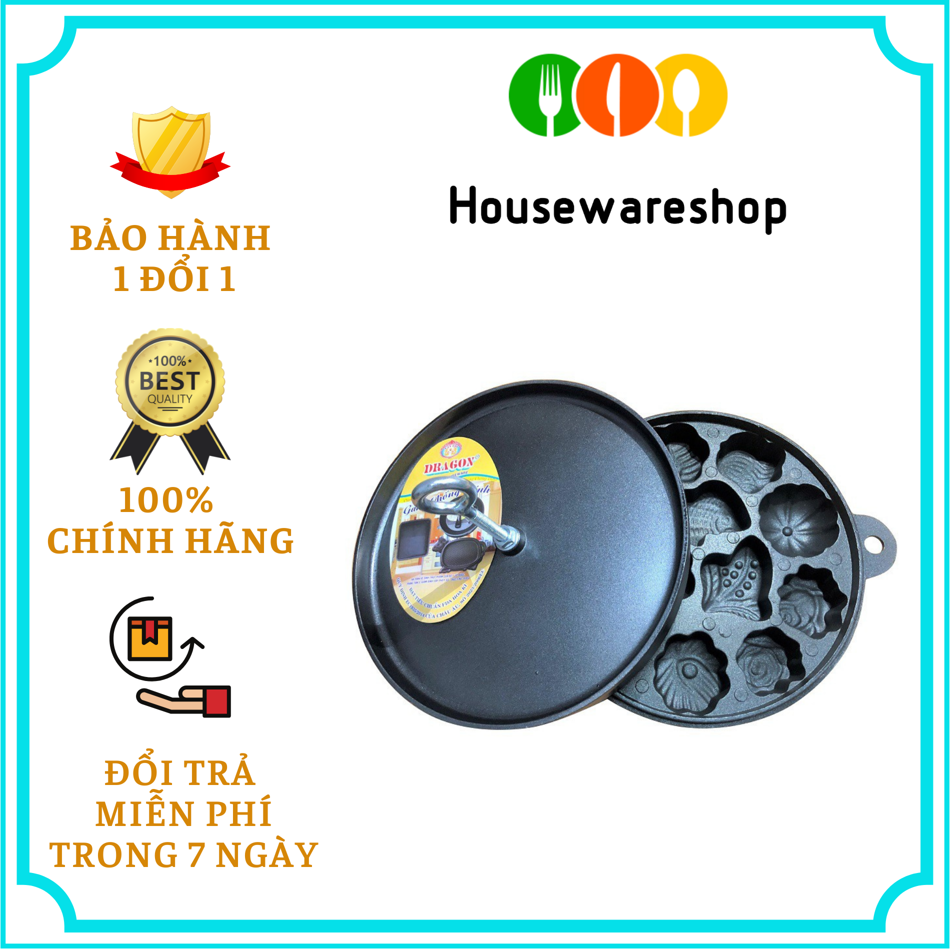 Khuôn làm bánh bông lan, bánh thuẩn chống dính loại lớn Dragon