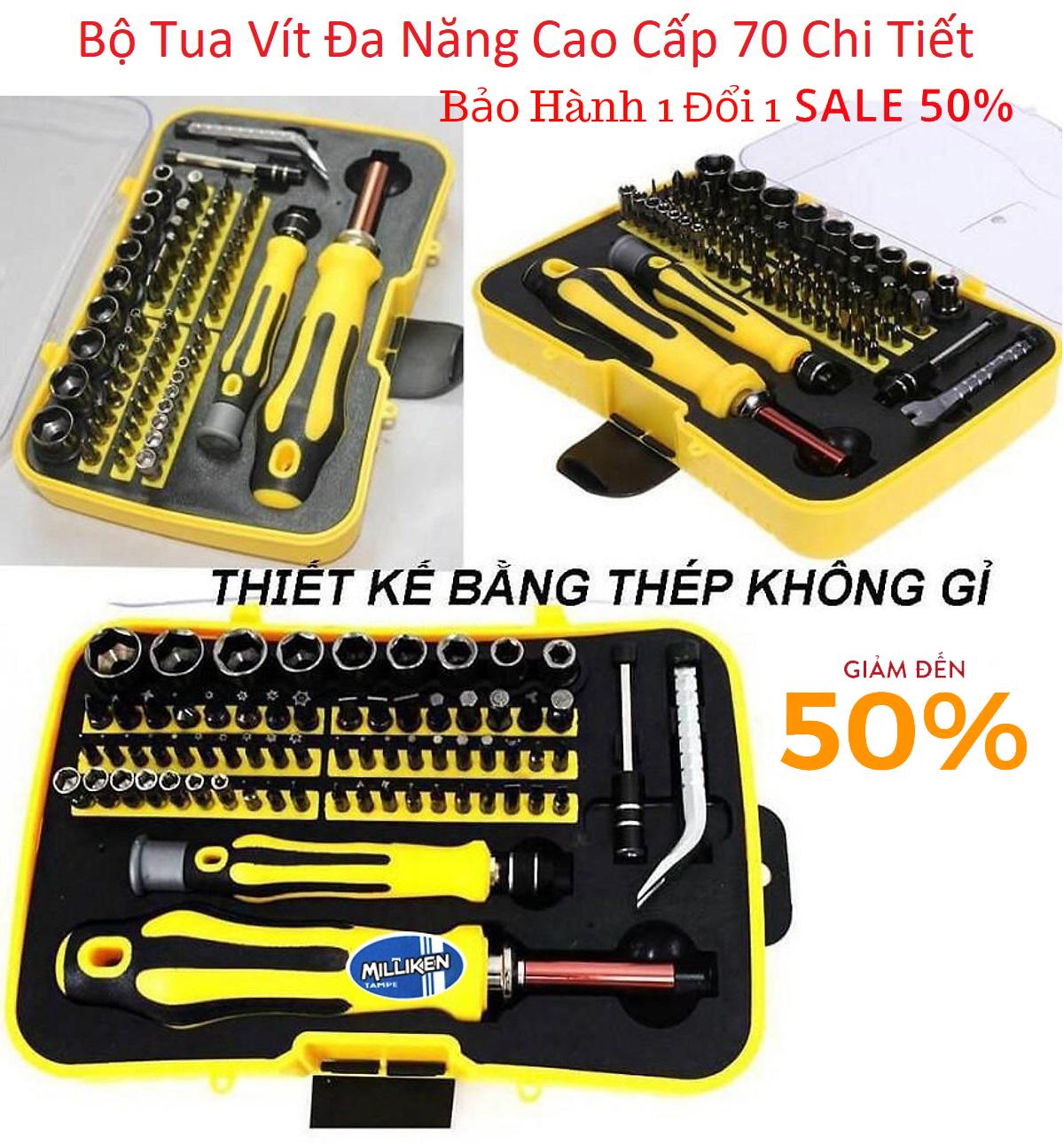 Bộ Tua Vít Đa Năng Cao Cấp 70 Chi Tiết + + Đầu Khẩu N0.6092 V19, Chất Liệu Thép Không Rỉ, Bền Đẹp Chất Lượng Cao