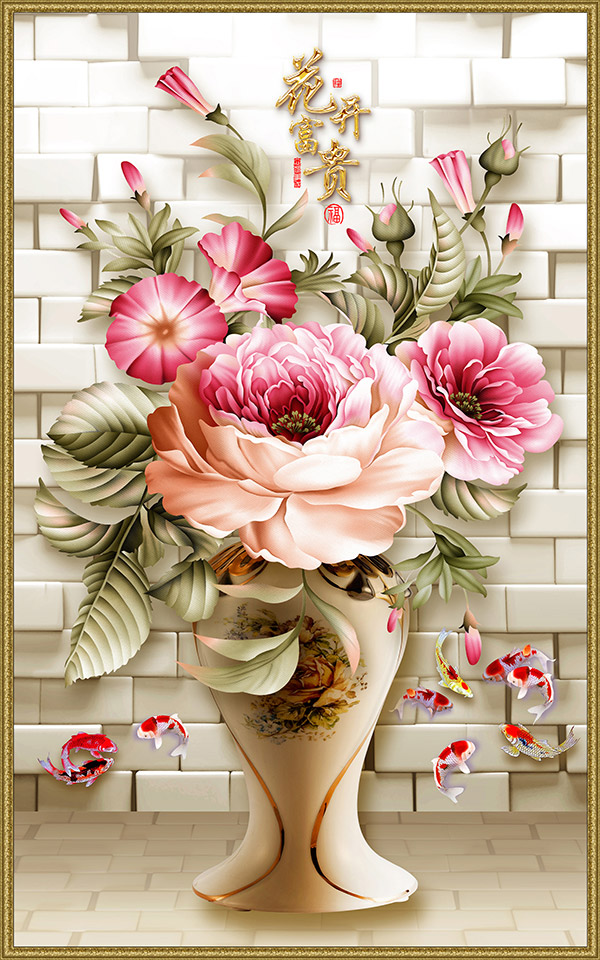 Tranh dán tường Lọ Hoa Đẹp nhiều mẫu và kích thước chất liệu pp Kim sa MauDonTaiLoc_001