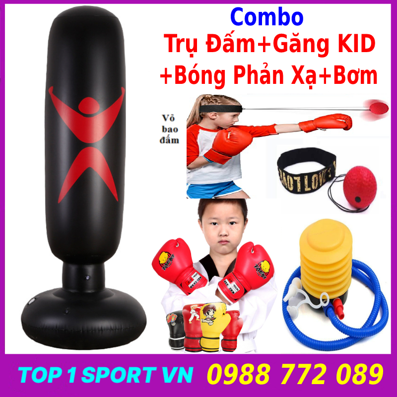 Bao cát đấm bốc - trụ hơi đấm bốc - Tặng kèm bơm hơi + keo + miếng vá dự phòng - bảo hành 6 tháng