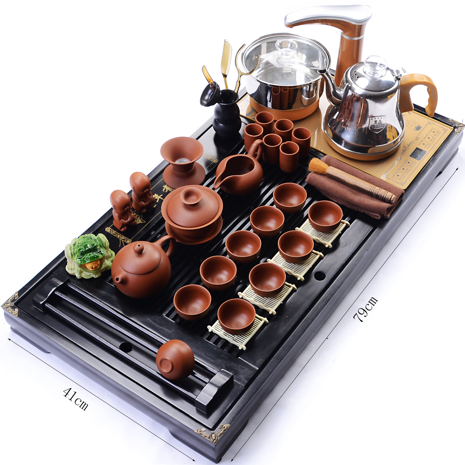 Đồ dùng uống trà -Bộ bàn trà điện thông minh tự động - Bộ bàn gỗ tự nhiên PU 5 lớp, bộ bếp pha trà tự động