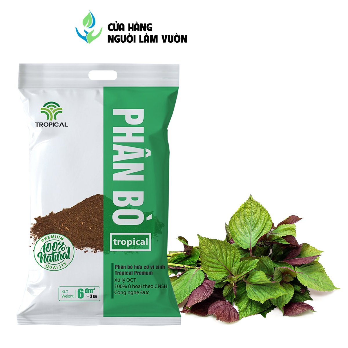 Phân bò đã qua xử lý TROPICAL cung cấp chất dinh dưỡng cho đất, độ ẩm cho cây trồng làm đất tơi xốp hơn túi 3kg