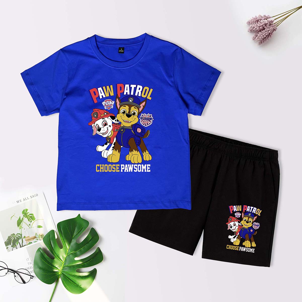 Bộ Quần Áo Trẻ Em CHÓ CỨU HỘ ART 2 Cotton Xịn 4 Chiều Quần Xẻ Túi Từ 7kg đến 32kg 4 Màu Hình In Bé Thích, Bộ Quần Áo Cho Bé Anam Store