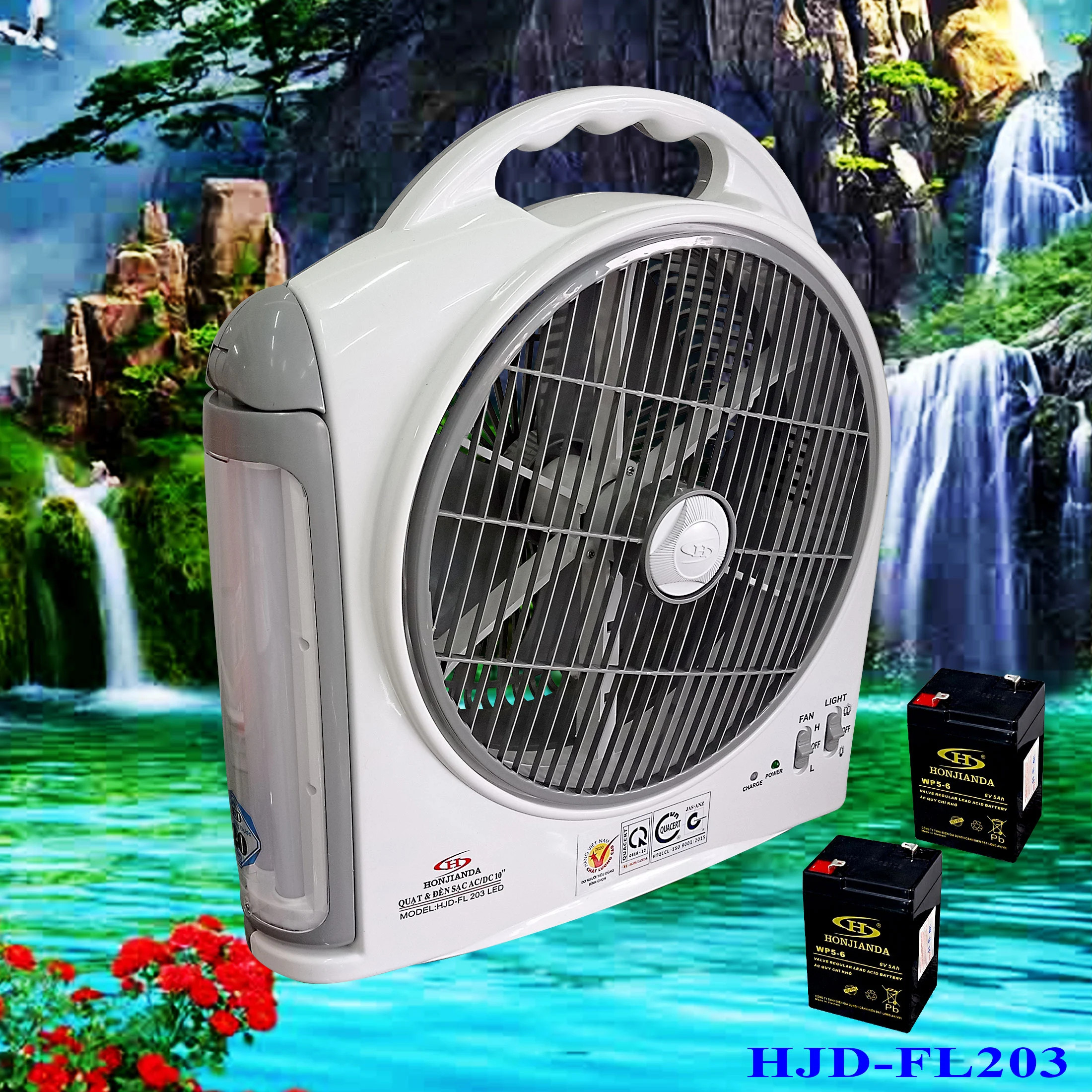 Quạt sạc dạng hộp Honjianda 10 inch Mã 203