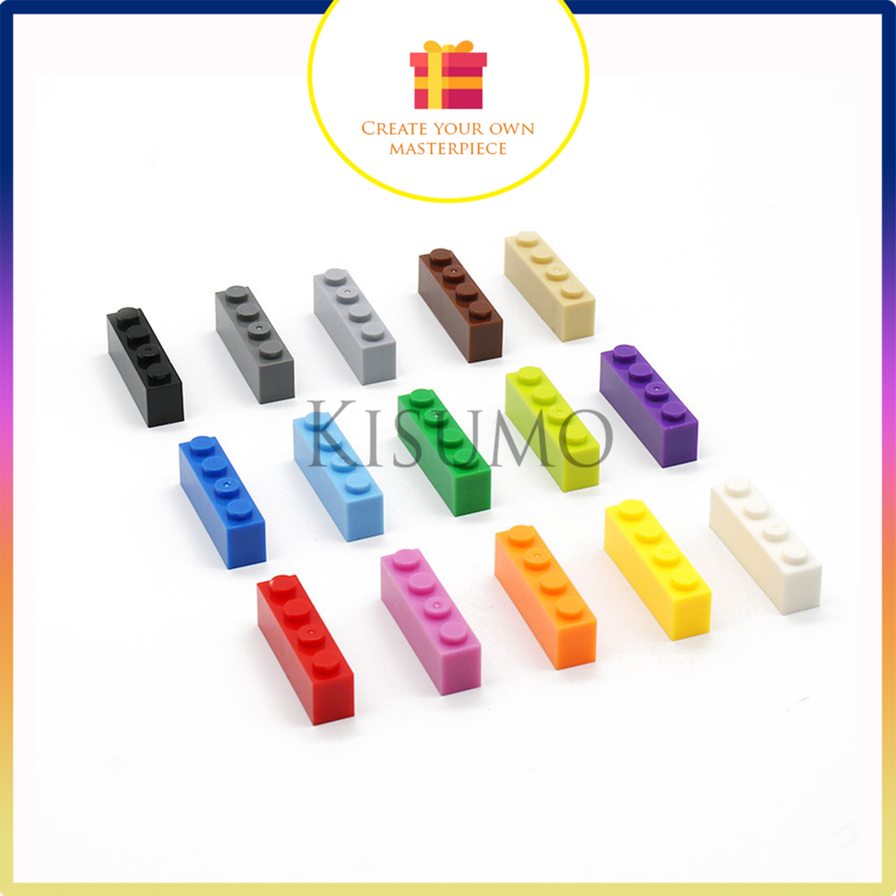 Phụ kiện moc đồ chơi lắp ráp combo 20 gạch cao 1x4 b4 3010