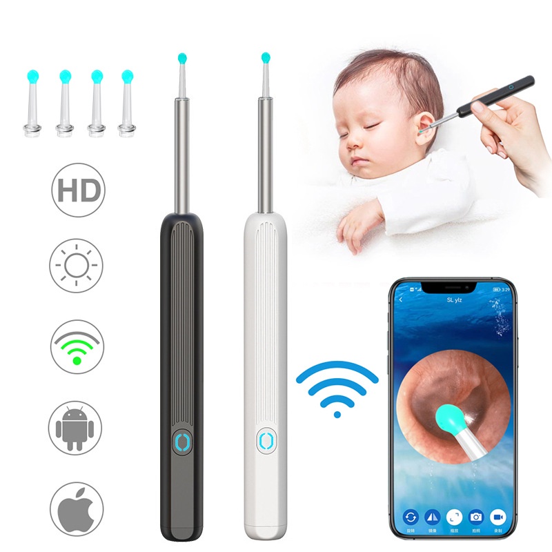 HomeAid Bộ lấy ráy tai có đèn cho bé, bộ 2 món vệ sinh tai mũi cho bé và gia đình - Dụng cụ lấy ráy tai