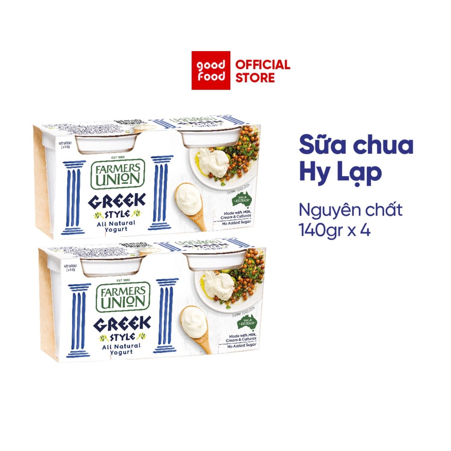 Lốc 4 hộp sữa chua Hy Lạp nguyên chất Farmers Union Greek Style Natural