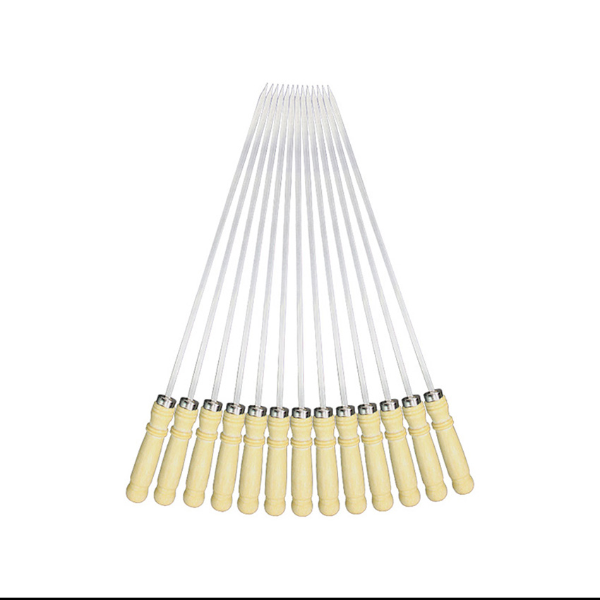 Xiên inox chuôi gỗ: Nướng tiện dụng, không gỉ sét, an toàn thực phẩm
