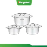 Bộ 3 nồi inox 5 đáy dày 0.5mm nắp kính Kangaroo KGIP3B4E