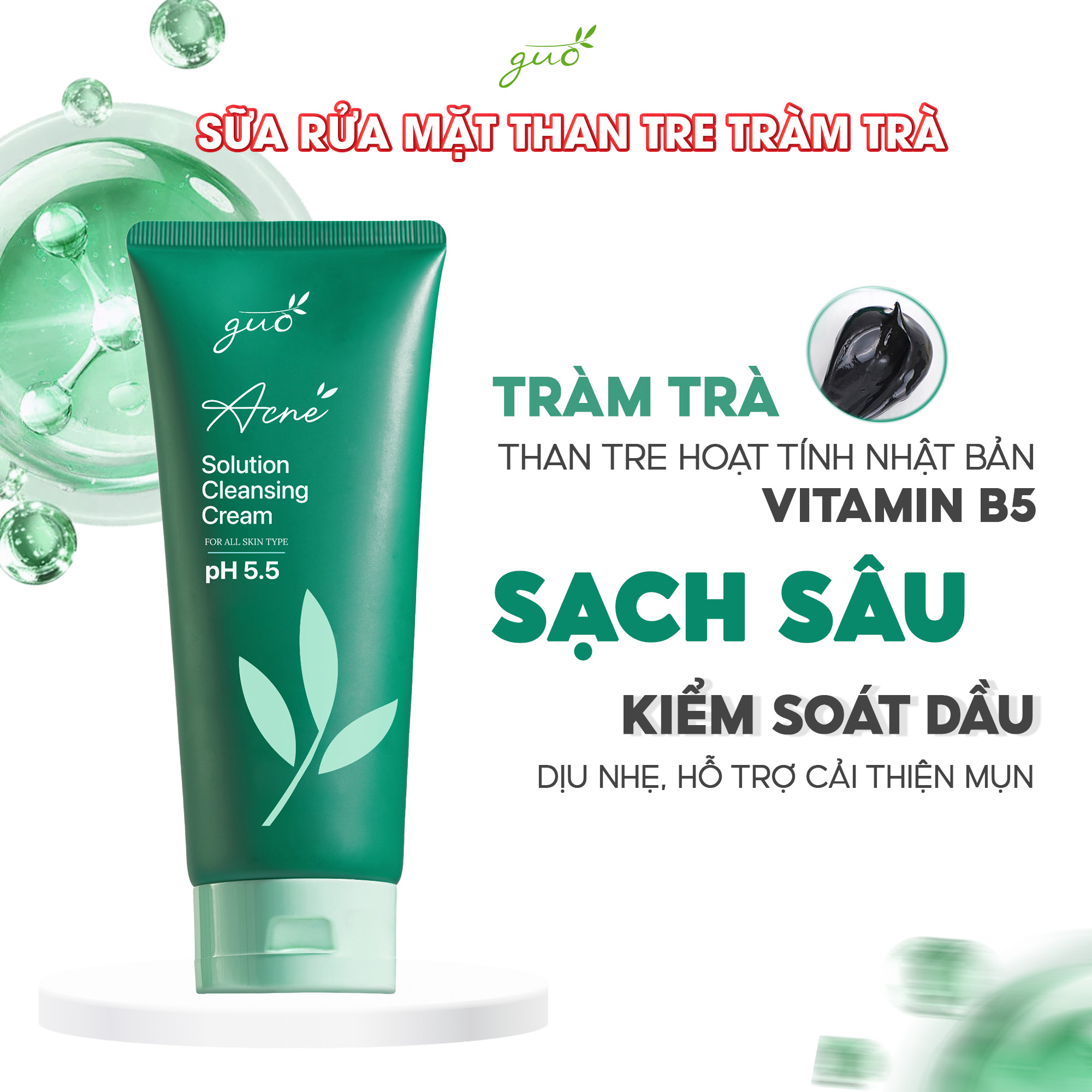 Sữa rửa mặt than tre tràm trà guo 100gr