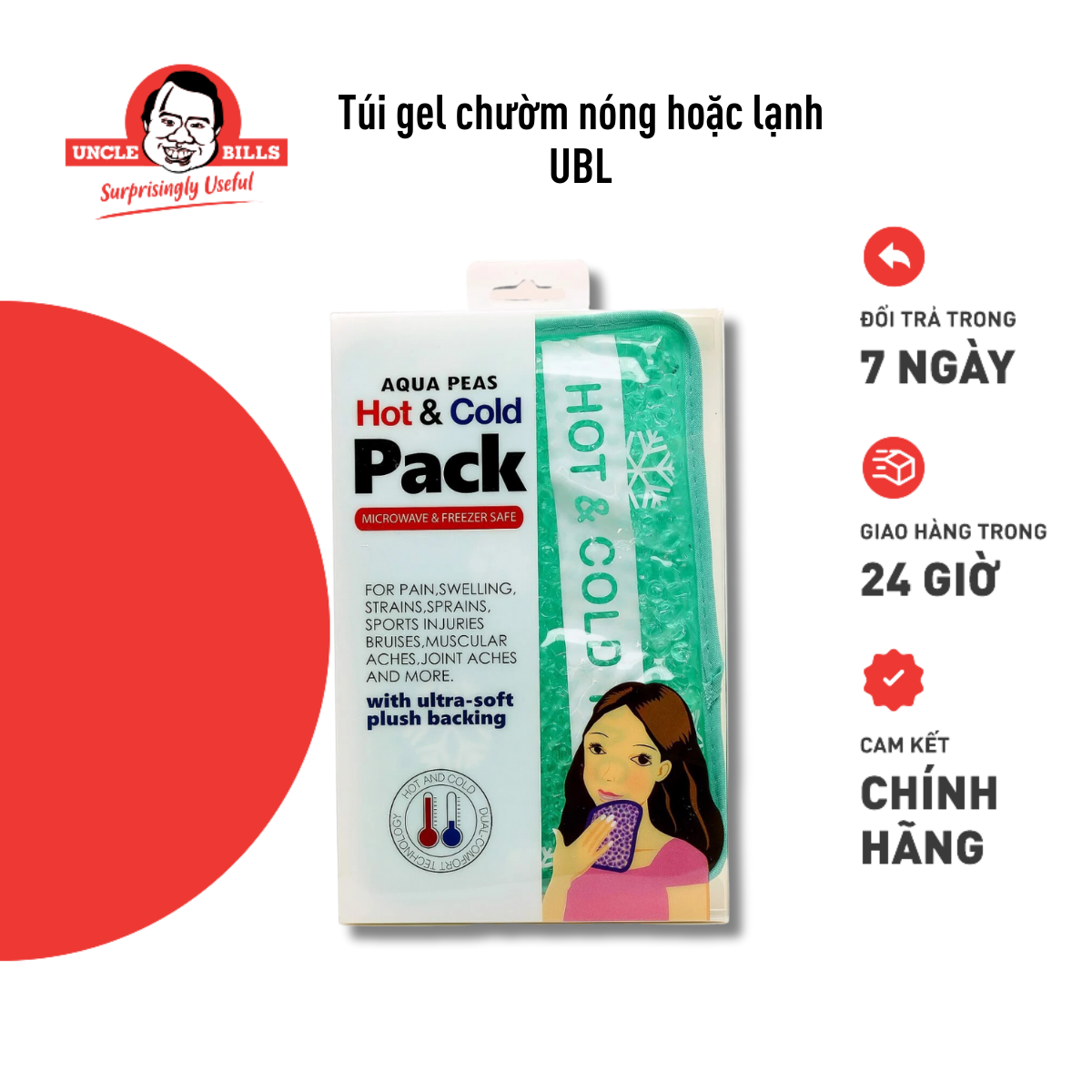 Túi Chườm Nóng Lạnh Dạng Gel Đa Năng Giảm Sưng, Giảm Ê Buốt Uncle Bills AG2083