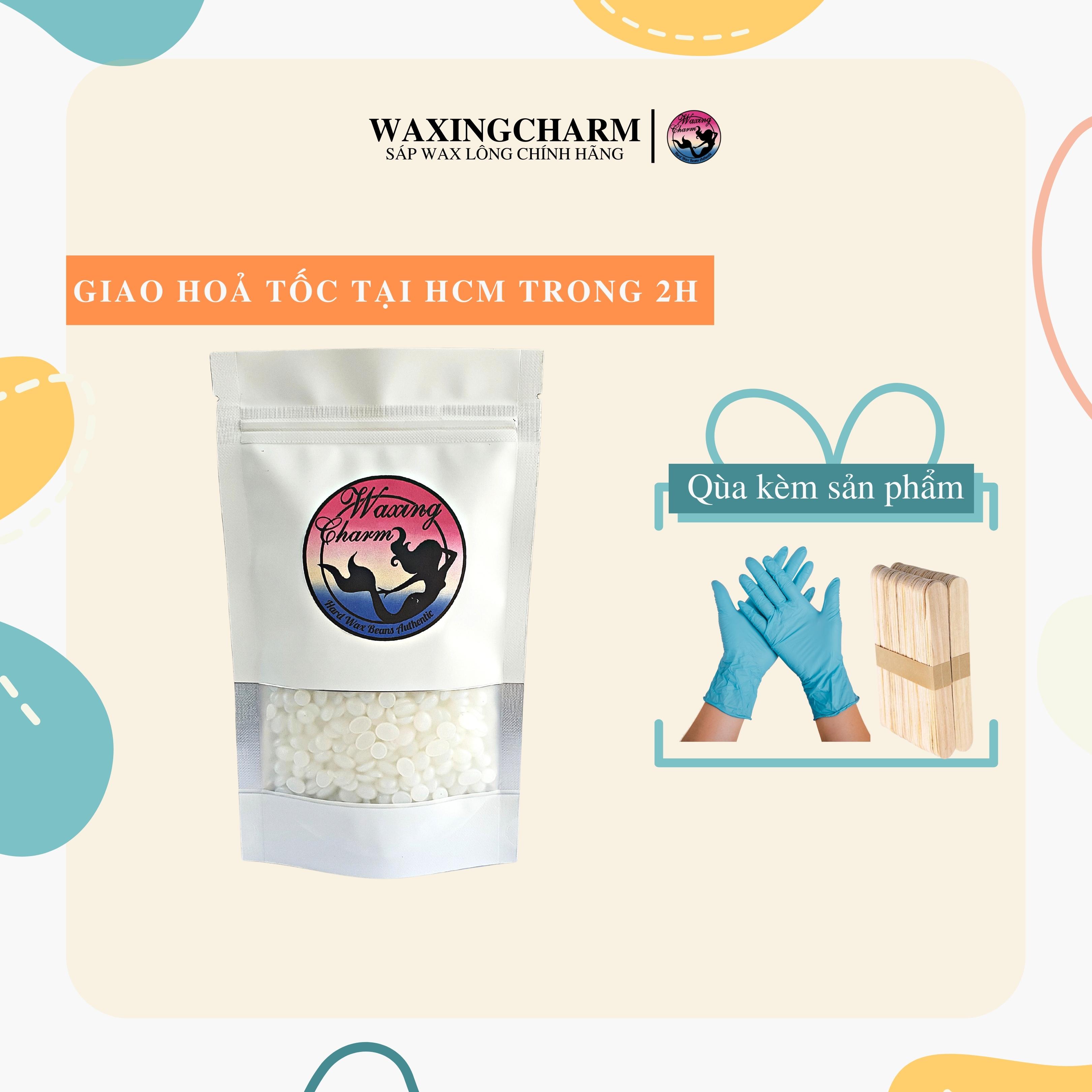 100gr Sáp Wax Lông Nóng Hard Wax Beans Nhiệt độ thấp Waxingcharm Dành Cho Mặt, Nách, Body, Bikini Tặng Que Wax