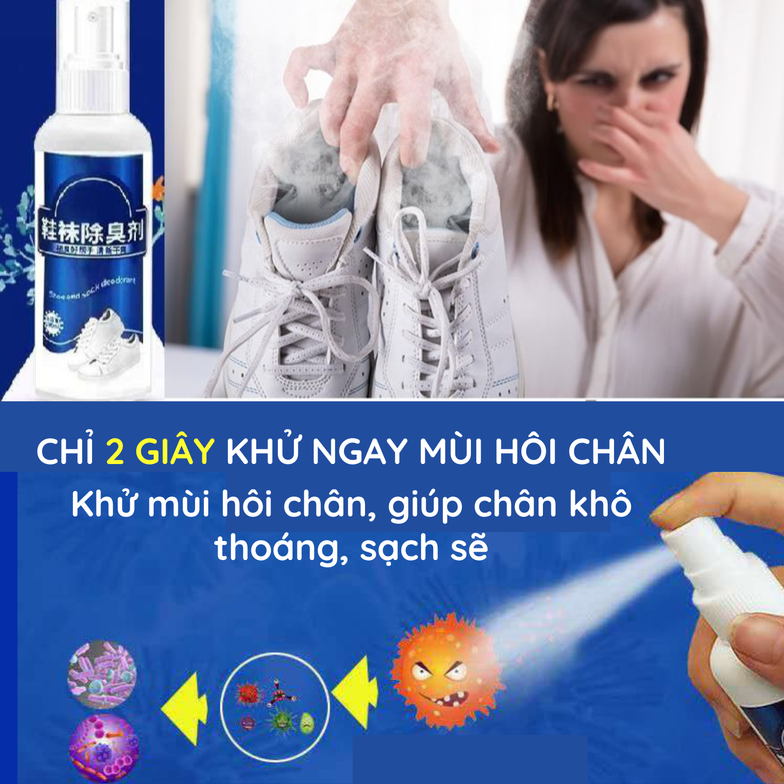 Xịt khử mùi Cấp tốc khử mùi hôi chân khử mùi giày giữ thông thoáng sạch sẽ chỉ sau hai giây xịt chính hãng