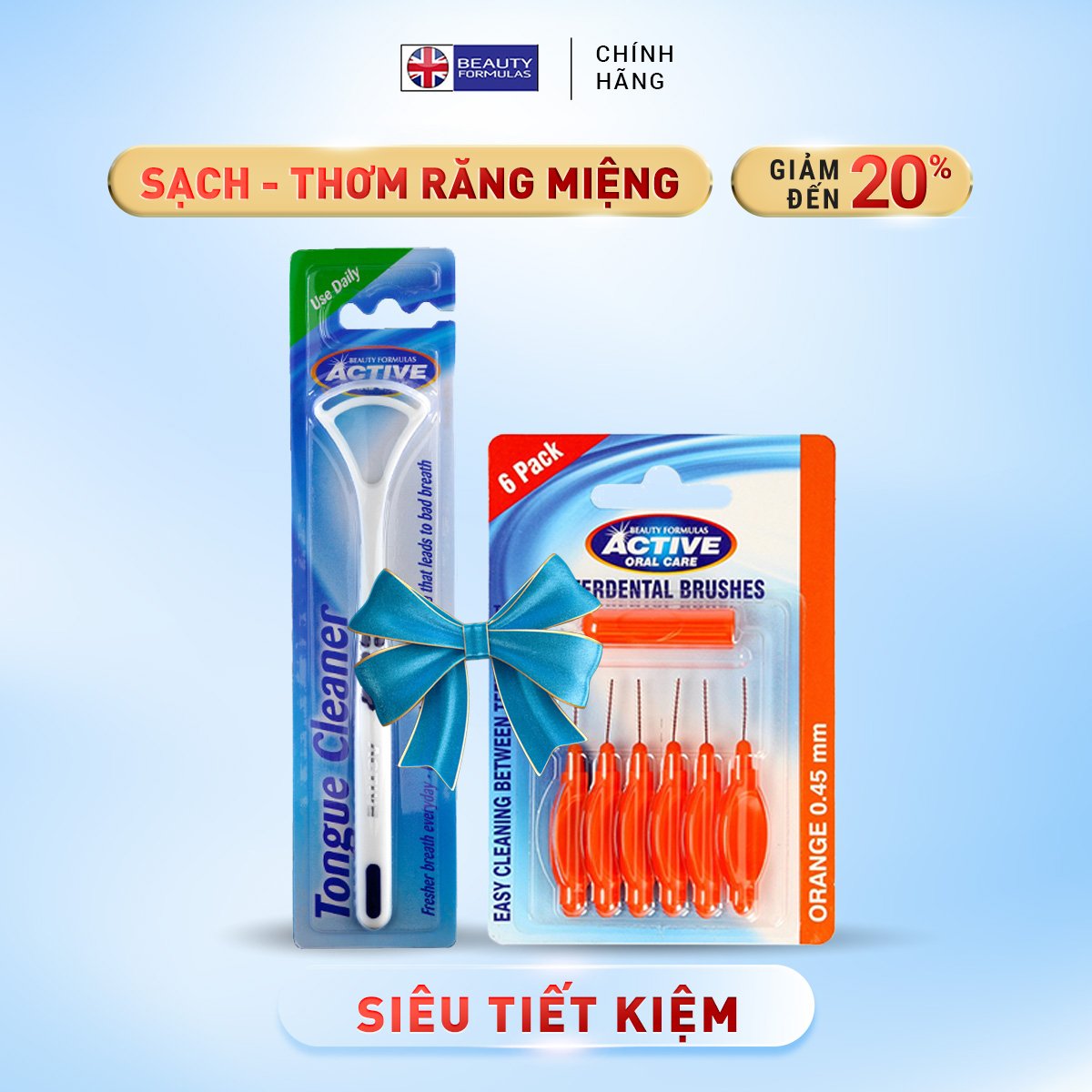 Bàn chải vệ sinh lưỡi & bàn chải vệ sinh kẽ răng beauty formulas nhập khẩu anh quốc giúp giảm thiểu hôi miệng