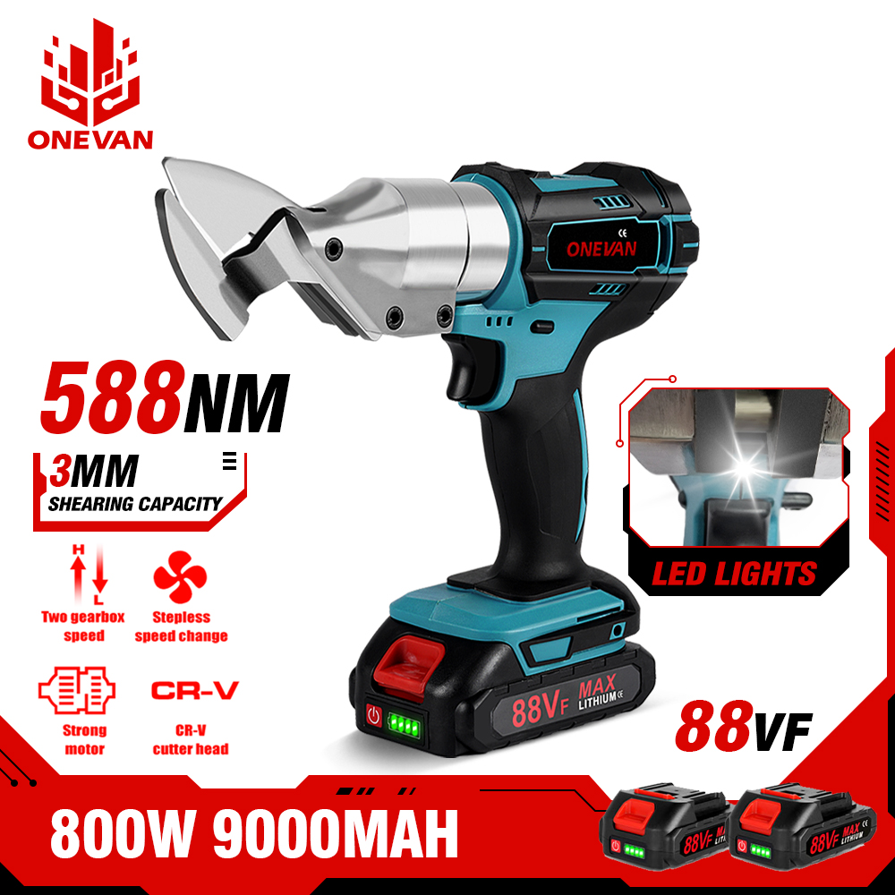 Onevan 588nm điện không dây sắt Kéo cắt kim loại công cụ len sắt cắt tấm kéo thép carbon công cụ cắt, cho Makita 18V Pin