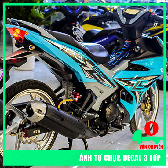 Tem Độ Exciter 150 Xanh Bạc [ ẢNH THẬT TỰ CHỤP]  Làm Được Tem Trùm Và Tem Rời - Thiết Kế Theo Yêu Cầu