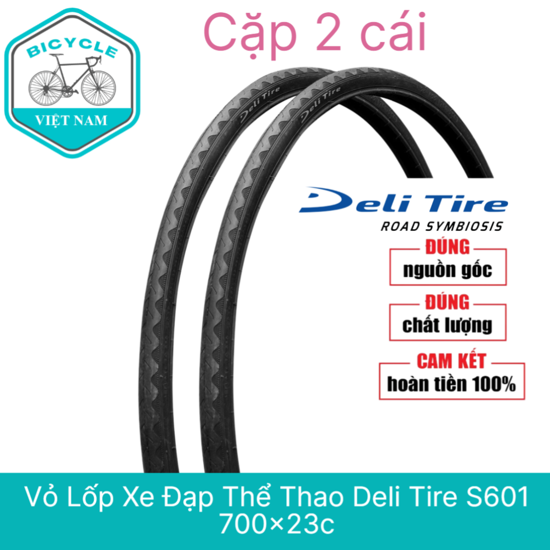 Cặp 2 cái vỏ lốp xe đạp thể thao deli tire s601 700x23c