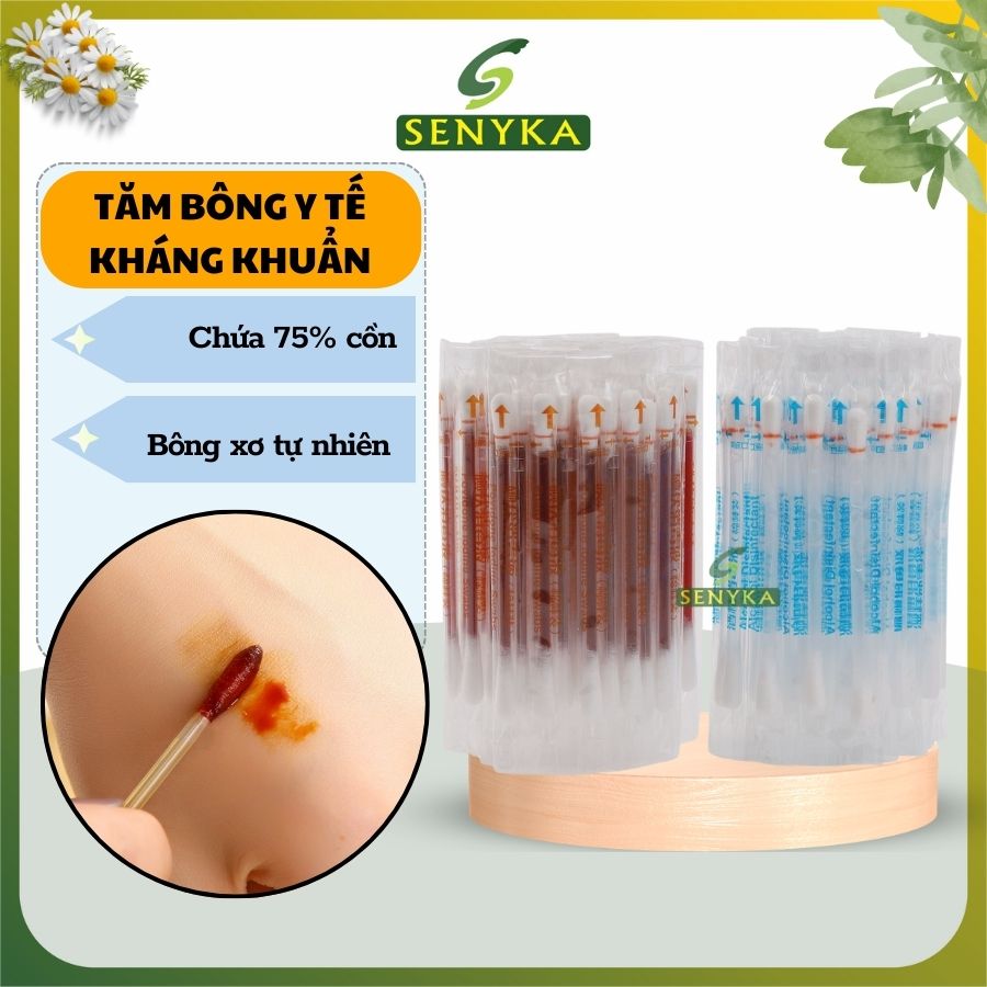 Tăm bông y tế 10 miếng khử trùng dùng một lần làm sạch vết thương và vết bầm tím hoặc chăm sóc vệ sinh vết thương x10CN076