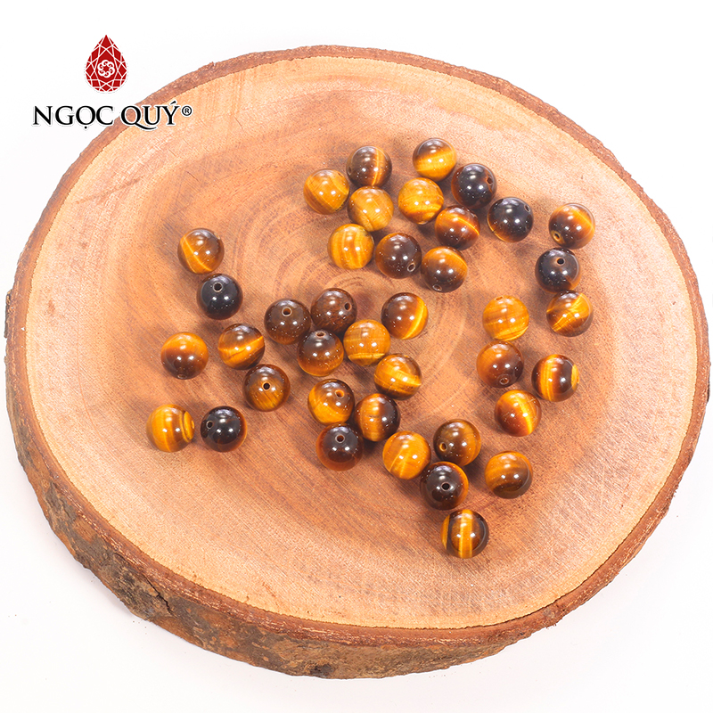 [HCM]Combo 10 viên đá mắt hổ vàng nâu 10mm - Ngọc Qúy Gemstones
