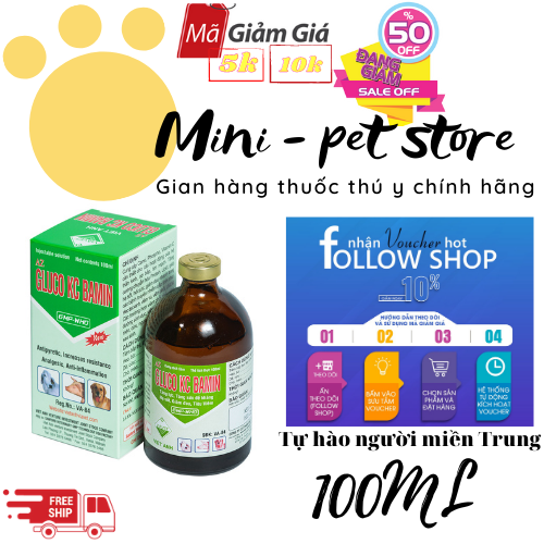 GLU KC BANMIN 100ML- TĂNG LỰC, TĂNG SỨC ĐỀ KHÁNG, HẠ SỐT, GIẢM ĐAU, TIÊU VIÊM, GIA SÚC, GIA CẦM, TRÂU, BÒ, HEO, GÀ, VỊT HÚ Y VIỆT ANH GLUCOKC , GLUCO KC , GLUCO K+C