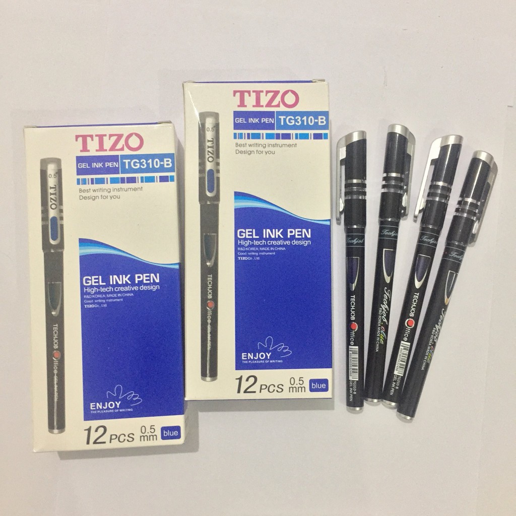 Hộp bút tizo - hộp 12 cây bút gel tizo đầu siêu nhỏ 0.5mm nét nhỏ - bút viết giá rẻ