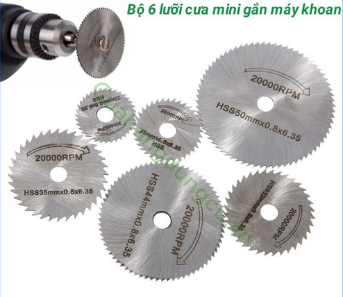 Bộ 6 lưỡi cắt mini bằng kim loại gắn máy khoan