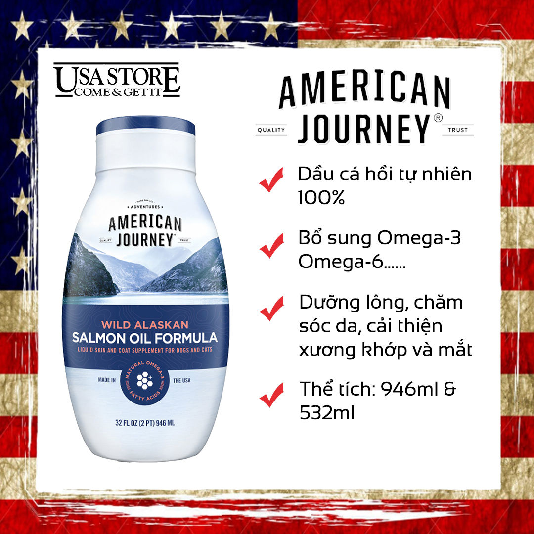 Dầu cá hồi dành cho chó & mèo American Journey 100% nguyên chất