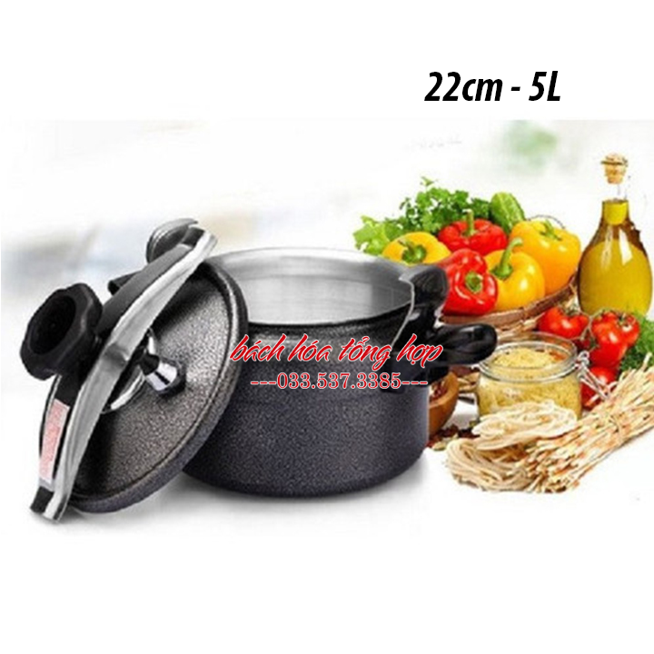 Nồi áp suất 22cm, dung tích trên 5 lít, nồi áp suất đun ga, nồi áp suất Sikma, nồi áp suất hợp kim nhôm, nồi áp suất màu đen, nồi ninh xương, nồi ninh cháo, nồi hầm, nồi áp suất cao cấp, nồi áp suất đa năng