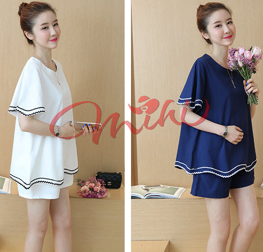 Bộ đồ bầu lửng, đùi tay cộc chất mềm mát  - Đồ bộ quần áo ngủ ngắn tay mặc nhà bà bầu thời trang đẹp cao cấp cho mẹ bầu mùa hè, mùa thu giá rẻ Bigsize
