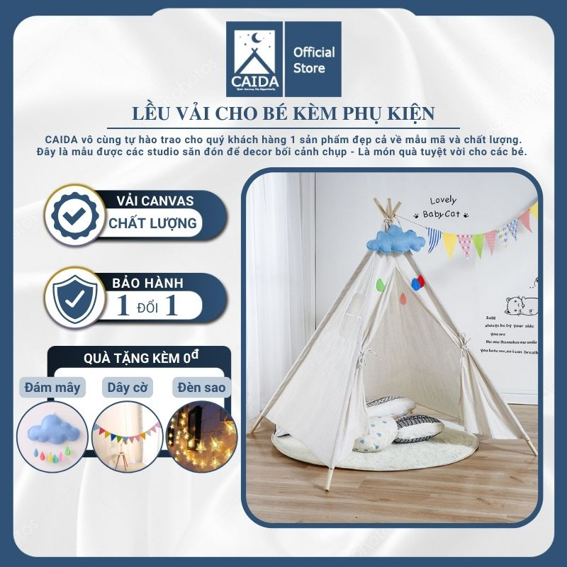 Lều vải Handmade Nhà chơi ngủ lều công chúa hoàng tử chất liệu cotton cho bé Chế độ đổi trả rõ ràng