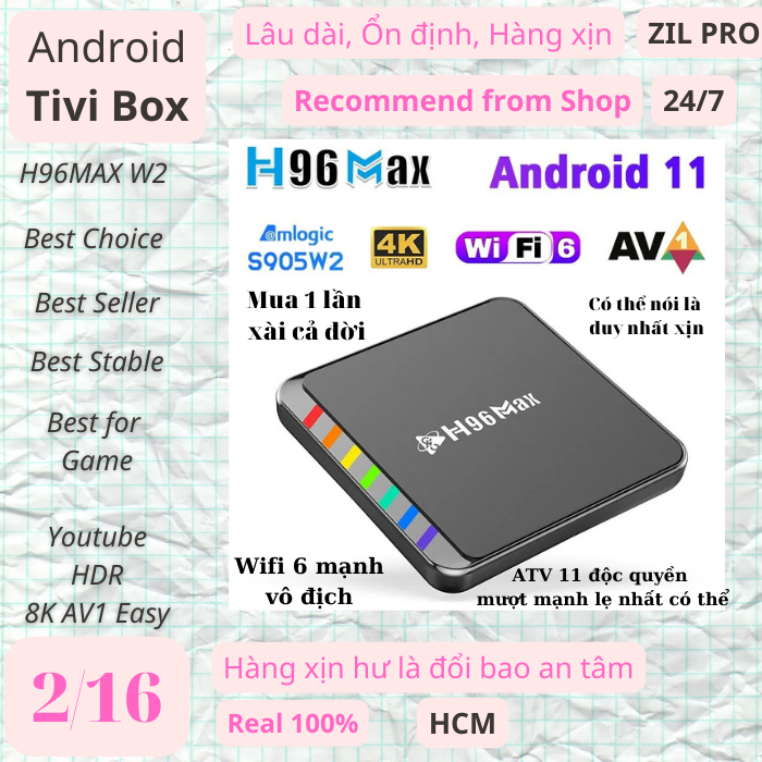 Android TV Box H96MAX W2 DDR4 WIFI 6 REAL