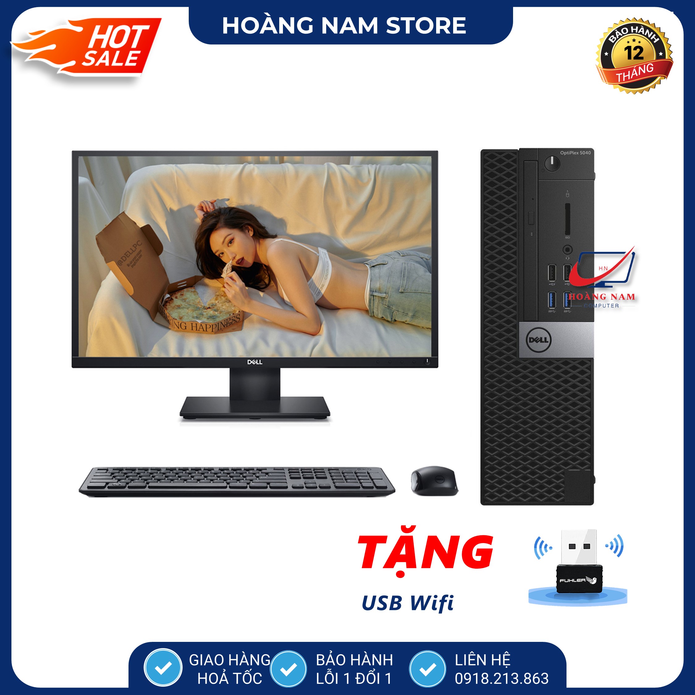 Bộ máy tính để bàn Dell Core i5 thế hệ 6/Ram 8gb/ssd 256gb - Tặng USB Wifi. Bảo hành 12 tháng