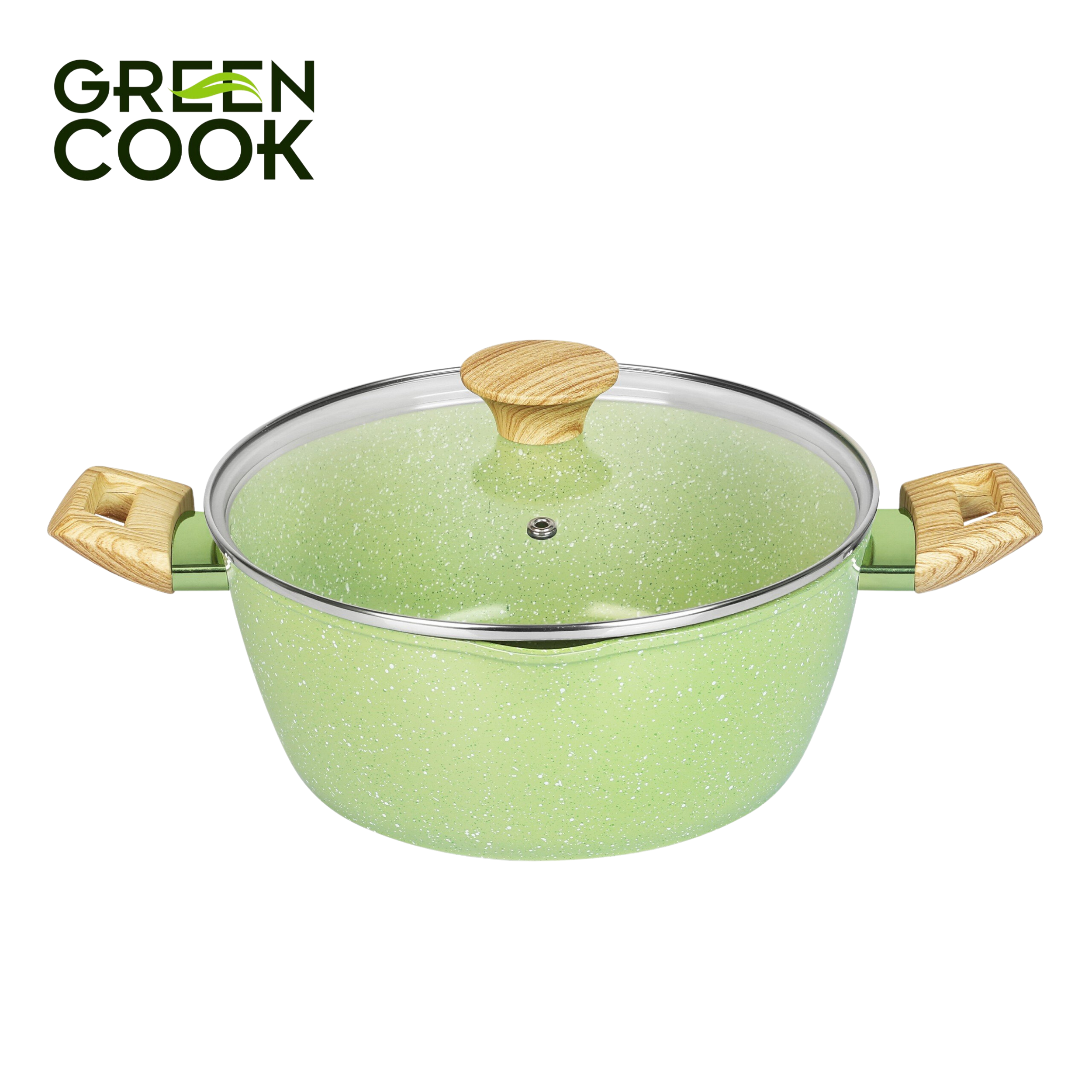 Nồi đúc men đá ceramic 9 lớp chống dính, miệng rót GCS231 Green Cook sử dụng được các loại
