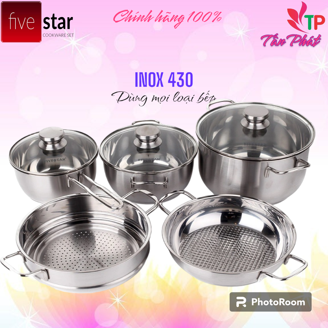 BỘ NỒI 5 MÓN FIVESTAR (nắp inox hoặc nắp kiếng)