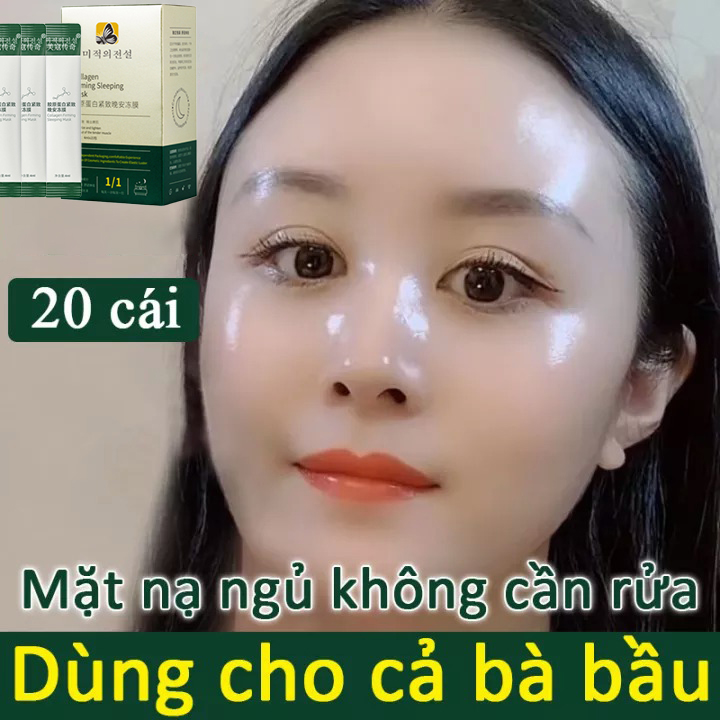 Mặt nạ collagen Mặt nạ dưỡng ẩm làm trắng da Mặt Nạ Ngủ Thạch Collagen YANJIAYI Hộp 20 Gói - Nâng Cơ Bổ Sung Collagen Căng Mịn Da Cấp Nước Dưỡng Ẩm, Thu nhỏ lỗ chân lông
