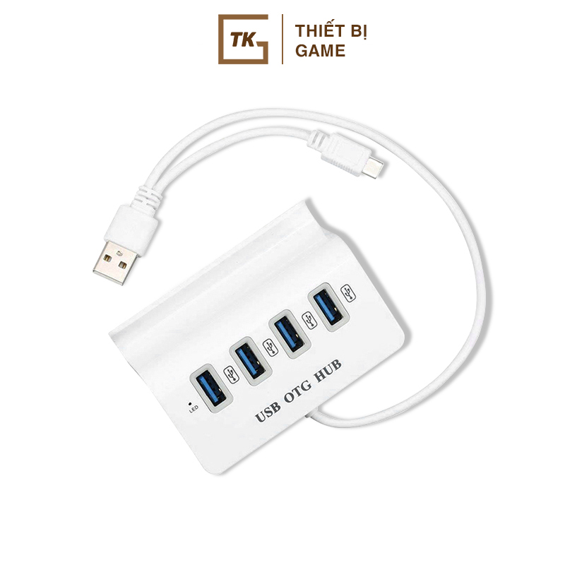 USB OTG HUB | Bộ chia 4 cổng USB có hỗ trợ OTG kết nối điện thoại với bàn phím chuột