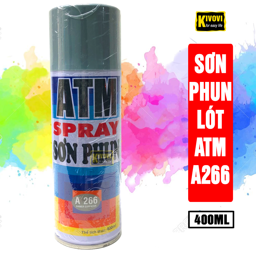 Sơn Lót ATM MÀU XÁM A266 Chống Rỉ Sét - Sơn Phun Lót, Sơn Xịt Lót Spray Giữ Màu Tốt, Độ Bóng Cao, Mau Khô - Kivovi