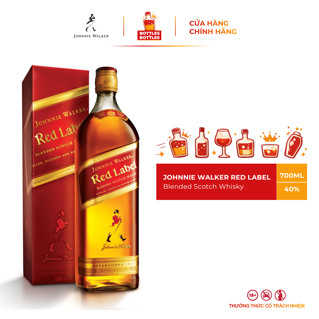 [CHÍNH HÃNG] Rượu Whisky Johnnie Walker Red Label - 700ML - 40%