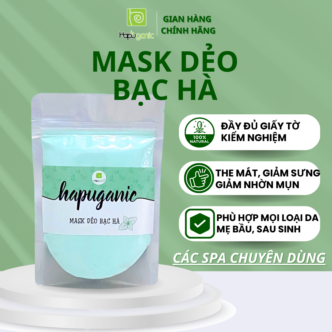 Mask Dẻo Bạc Hà Hapu Organic chuyên dùng trong Spa uy tín giảm mụn và sáng da căng mịn