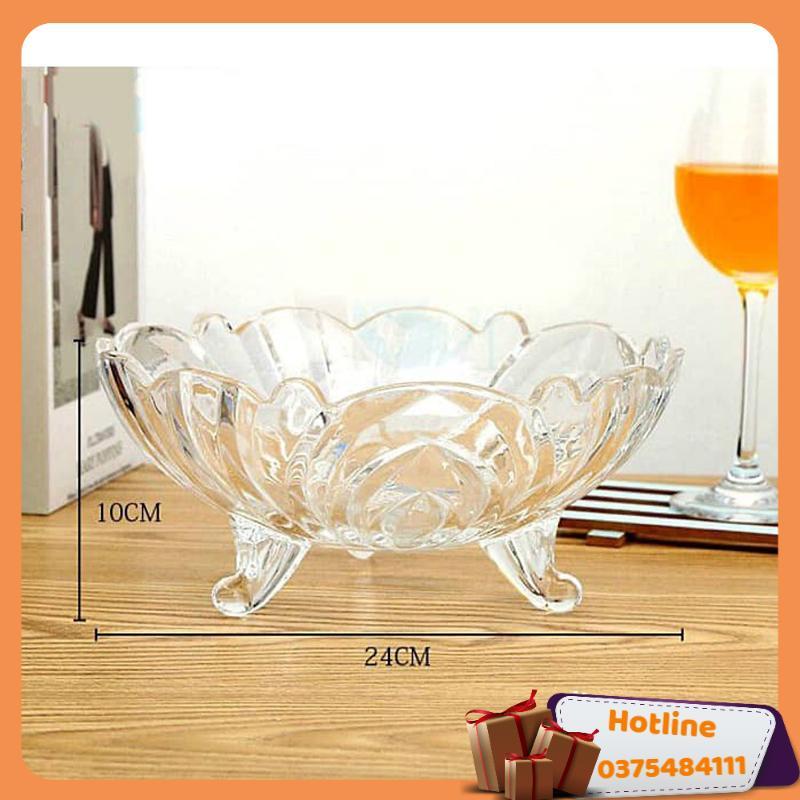 Khay thủy tinh 3 chân đựng hoa quả - hàng loại 1