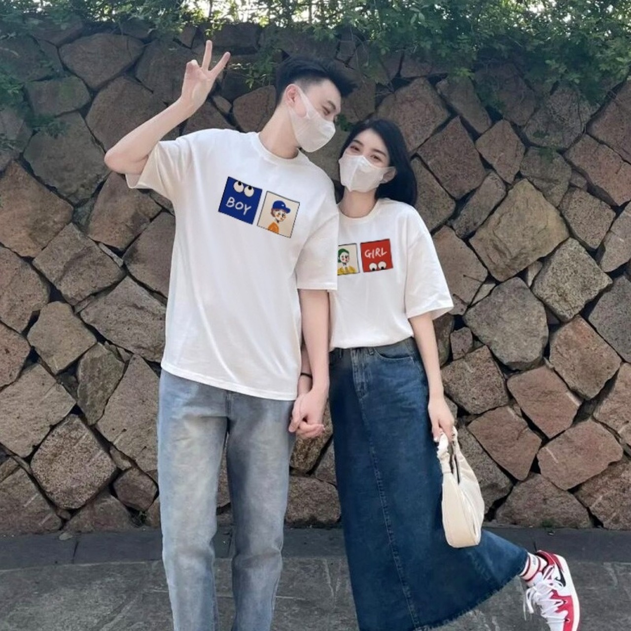 Áo đôi in hình boy girl siêu đáng yêu