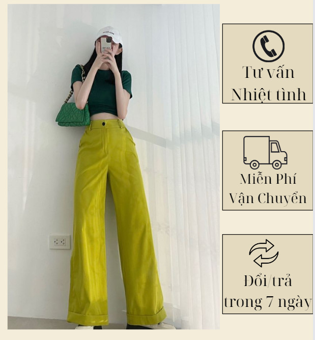 Quần Kaki dáng culottes cạp cao