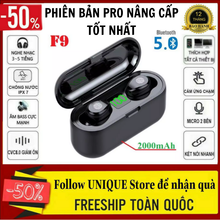Tai nghe bluetooth Amoi F9 bản Pro quốc tế chip 5.0 Bluetooth Hỗ Trợ Mọi Dòng Máy, Pin Trâu Micro 2 Bên, Chống Nước - Tai Nghe Bluetooth Không Dây Hay Hơn i7s, i11s, i12s UNIQUE Store, Tai Nghe Chống Ồn, Pin Trâu