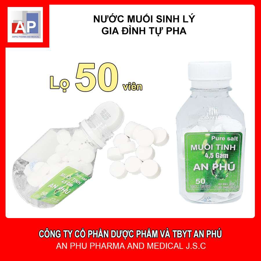 Viên muối sinh lý an phú - lọ 50 viên - tự pha - hạn sử dụng 2023