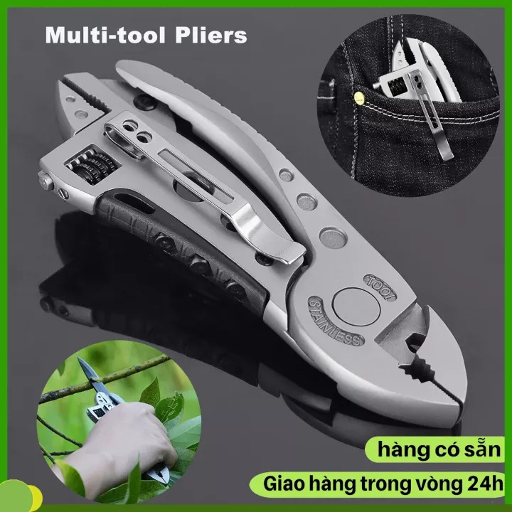 【Bảo Hành 5 Năm】Kìm đa năng gấp gọn kết hợp cờ lê, Kìm búa đa năng ngoài trời, Mỏ lết đa năng kèm dao và tuốc nơ vít, Dụng Cụ Cờ Lê Đa